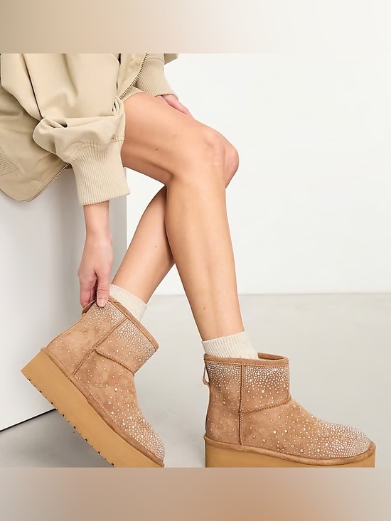Madden Girl Shoes - Brand New Women's Tan Suede bling Platform Boots